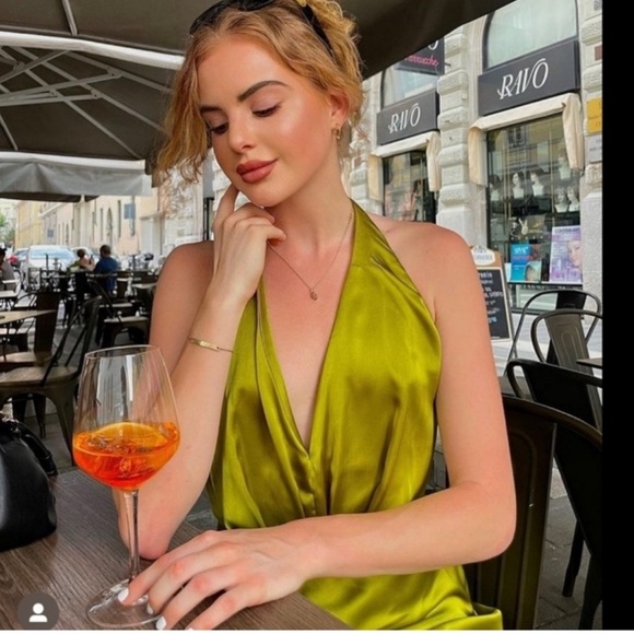 NWT // BLOGGERS FAVE Zara Satin Halter Dress - Picture 7 of 7